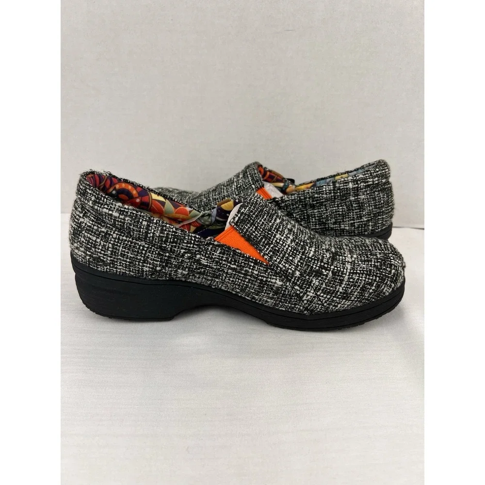 Slow Man Slip On Comfort Shoes Black White Tweed Platform Women's EU 39 US 8-8.5